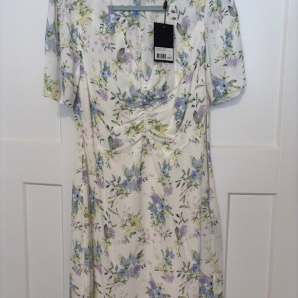 NWT Designer The Kooples Dress // White Blue Floral // Size 3, Large - Picture 9 of 9